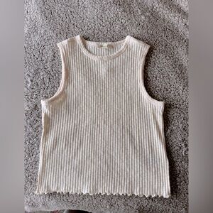Madewell Lettuce Hem Ribbed Tank in Cream